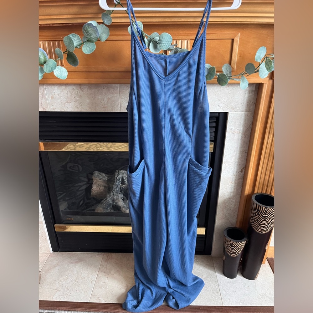 STYLEWORD Jumpsuit Loose Spaghetti Strap Overalls Jumpers Romper with Pockets